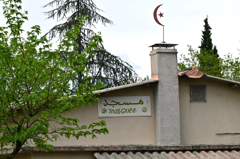 This photograph shows the mosque Khadija in La Grand-Combe, southern France, on April 27, 2025, where Aboubakar, a worshipper, was killed by several dozens of stab wounds inside the mosque on April 25. Forty-eight hours after the murder of Aboubakar, a Muslim worshipper killed by dozens of stab wounds on April 25, 2025 in the mosque of the small commune of La Grand-Combe, southern France, his killer, a potentially extremely dangerous man in his twenties, was still at large on April 27, 2025. (Photo by Miguel MEDINA / AFP)
