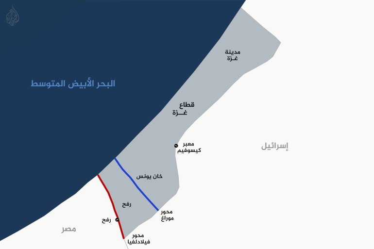 d985d8add988d8b1-d985d988d8b1d8a7d8ac-1743617069-2 "محور موراغ" باللون الأزرق هو المحور الذي يفصل خانيونس عن رفح