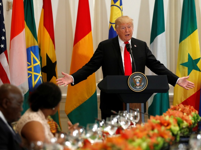 f97b5af8-276a-4597-82e7-f7e8c4af91fd U.S. President Donald Trump speaks during a working lunch with African leaders during the U.N. General Assembly in New York, U.S., September 20, 2017. REUTERS/Kevin Lamarque