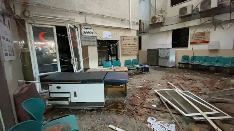 GAZA CITY, GAZA - FEBRUARY 11: An interior view of heavily damaged Turkish-Palestinian Friendship Hospital due to Israeli attacks as the destruction is seen after the withdrawal of Israeli forces at Al-Shuhada Street in Gaza City, Gaza on February 11, 2024. (Photo by Karam Hassan/Anadolu via Getty Images)