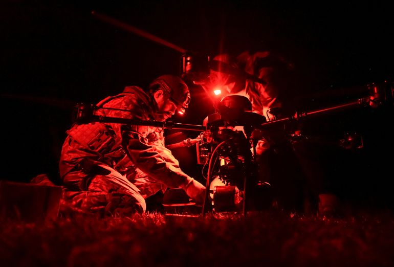 reuters_6810e73d-1745938237 Servicemen of the 113th Battalion of the 110th separate territorial defence brigade of the Armed Forces of Ukraine prepare a Vampire combat drone before flying over positions of Russian troops, amid Russia's attack on Ukraine, in Zaporizhzhia region, Ukraine April 28, 2025. REUTERS/Stringer TPX IMAGES OF THE DAY