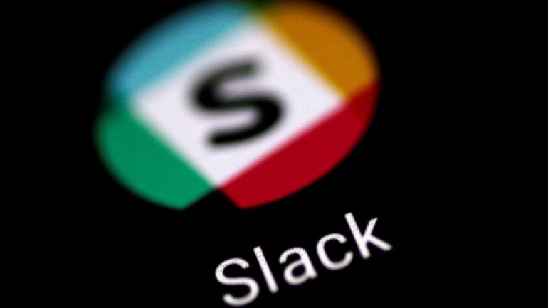 005b4d7b-73d3-4358-aff2-cc1e22672af0 The Slack messaging application is seen on a phone screen August 3, 2017. REUTERS/Thomas White