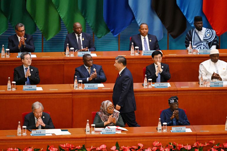 567yrt-1746365487 China’s President Xi Jinping is applauded as he walks to the podium to speak at the opening ceremony of the Forum on China-Africa Cooperation (FOCAC) in Beijing’s Great Hall of the People on September 5, 2024. (Photo by GREG BAKER / POOL / AFP)