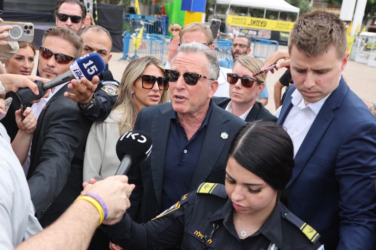 afp_68230fae00c2-1747128238-1 US Special Envoy to the Middle East Steve Witkoff arrives for a meeting with relatives of hostages held in Gaza since October 2023, at the Hostages Square in Tel Aviv, on May 13, 2025.