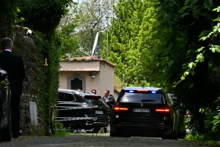 afp_68307ca5b821-1748008101 Vehicles of delegations arrive at the Omani embassy in Rome for a fifth round of nuclear talks between Iran and the United States on May 23, 2025.