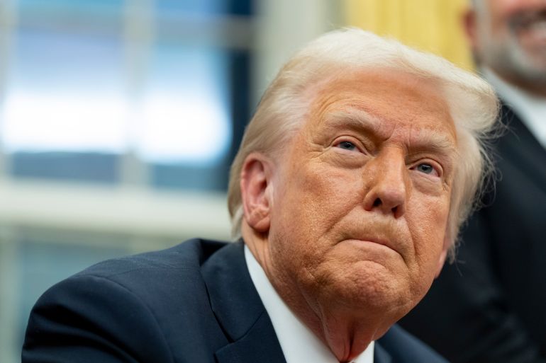 ap_682190a296173-1747030178 FILE - President Donald Trump speaks with reporters as he signs executive orders in the Oval Office at the White House, Feb. 10, 2025, in Washington. (AP Photo/Alex Brandon, file)