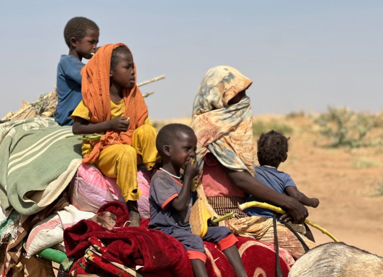 epaselect epa12047297 Sudanese people, who fled from the internally displaced persons (IDP) Zamzam camp, on their way to the Tawila Camps amid the ongoing conflict between Sudan's army and the Rapid Support Forces (RSF), in North Darfur, Sudan, 14 April 2025 (issued 22 April 2025). The RSF claimed control of the Zamzam camp after its assault in April 2025. According to the UNHCR, over four million people have fled Sudan to neighboring countries since the outbreak of the armed conflict in April 2023. EPA-EFE/MARWAN MOHAMED