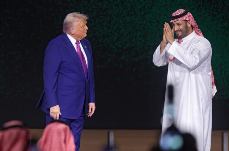 epa_682461ca9518-1747214794 epa12096900 US President Donald Trump (L) and Saudi Crown Prince Mohammed bin Salman bin Abdulaziz Al Saud (R) attend the Keynote Address at the Saudi-US Investment Forum in Riyadh, Saudi Arabia, 13 May 2025. The forum is taking place during the state visit of US President Trump to Saudi Arabia on 13 May. EPA-EFE/ALI HAIDER