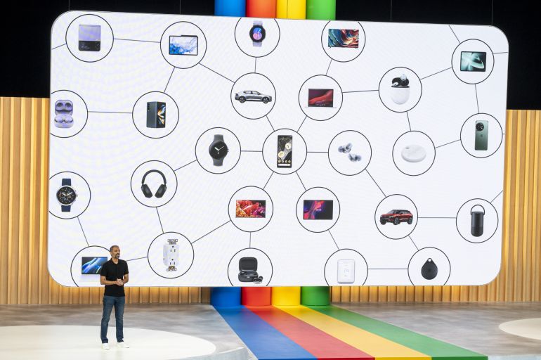 gettyimages-1253700631-1714748903 Sameer Samat, vice president of product management at Google, during the Google I/O Developers Conference in Mountain View, California, US, on Wednesday, May 10, 2023. Google introduced a new large language model, used for training artificial intelligence tools like chatbots, known as PaLM 2, and said it has already woven it into many of the internet search company's marquee products. Photographer: David Paul Morris/Bloomberg via Getty Images