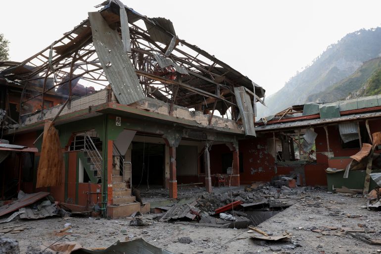 A view of the Bilal Mosque, after it was hit by an Indian strike in Muzaffarabad, the capital of Pakistan-administered Kashmir, May 7, 2025. REUTERS/Akhtar Soomro