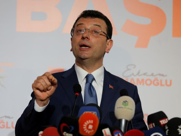 690da0bd-2ae4-48f3-8e0f-fcc4061297b4 Ekrem Imamoglu, mayoral candidate of the main opposition Republican People's Party (CHP), speaks during a news conference in Istanbul, Turkey April 1, 2019. REUTERS/Huseyin Aldemir