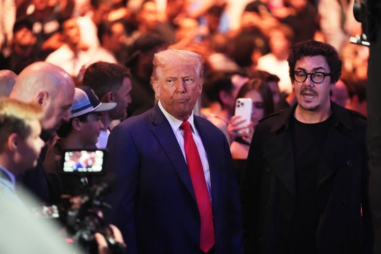 President Donald Trump arrives at the UFC 316 mixed martial arts event Saturday, June 7, 2025 in Newark, N.J. (AP Photo/Frank Franklin II)