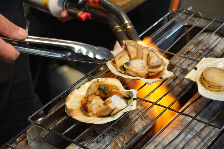 BBQ scallop - stock photo