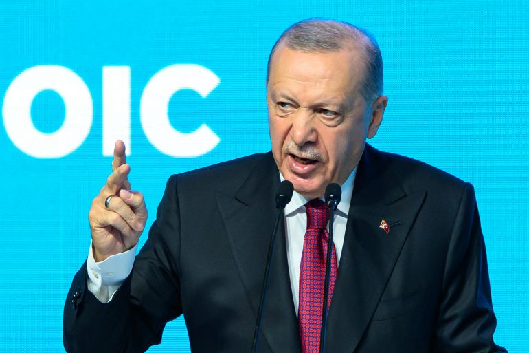 Turkey's President Recep Tayyip Erdogan speaks during the 51st session of the Council of Foreign Ministers of the Organization of Islamic Cooperation (OIC) in Istanbul, on June 21, 2025.