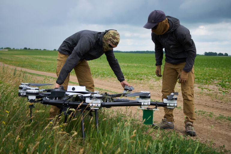 ap_68ccf7a929e83-1758263209 Engineers test a Ukrainian-made quadcopter drone at an undisclosed location in Ukraine, June 12, 2025. (AP Photo/Efrem Lukatsky)