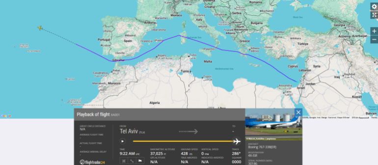 بيانات ملاحية: طائرة نتنياهو تغيّر مسارها وتتجنب الأجواء الفرنسية في طريقها إلى الولايات المتحدة المصدر : موقع فلايت رادار 24