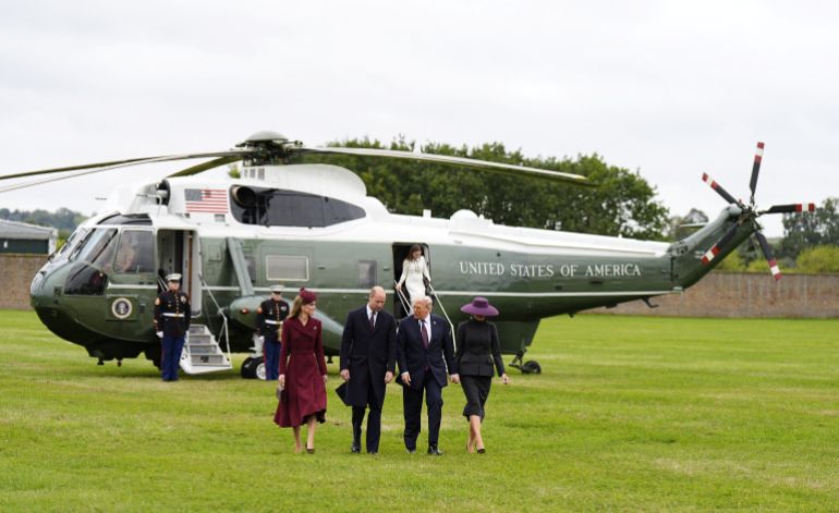 The Prince and Princess of Wales receive US President Donald Trump and First Lady Melania Trump at Windsor Castle in Windsor, Berkshire, on day one of their second state visit to the UK. . Picture date: Wednesday September 17, 2025. Aaron Chown/Pool via REUTERS