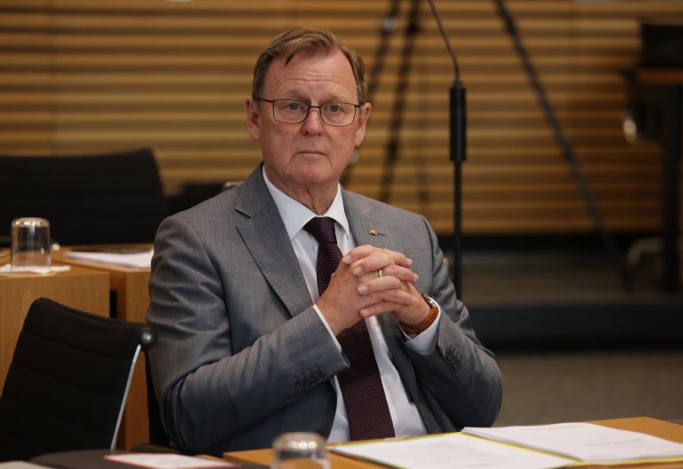 ERFURT, GERMANY - SEPTEMBER 26: Outgoing Thuringia Premier and member of Die Linke Bodo Ramelow attends the inauguratory session of the Thuringia State Parliament (Landtag) following Thuringia state elections earlier this month on September 26, 2024 in Erfurt, Germany. The far-right Alternative for Germany (AfD) won the election, its first win on the state level. It comes in addition to two recent second place wins in the states of Brandenburg and Saxony. (Photo by Sean Gallup/Getty Images)
