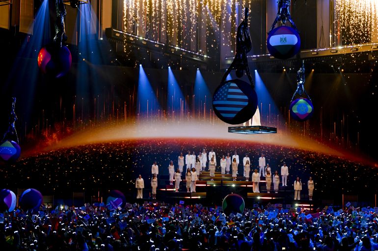 MOSCOW, RUSSIA - SEPTEMBER 21: A new global song competition called Intervision, initially positioned as a response to the long-running European Eurovision music contest, takes place in Moscow, Russia on September 21, 2025. (Photo by Sefa Karacan/Anadolu via Getty Images)