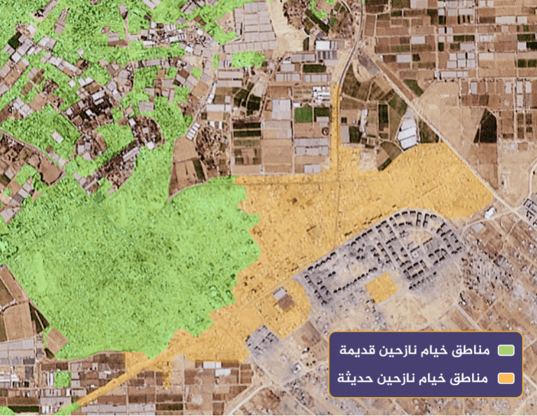 image14-1758446135 صورة بتاريخ 13 سبتمبر/أيلول الجاري توضح تمدد مخيم النازحين غرب مدينة حمد (بلانت)