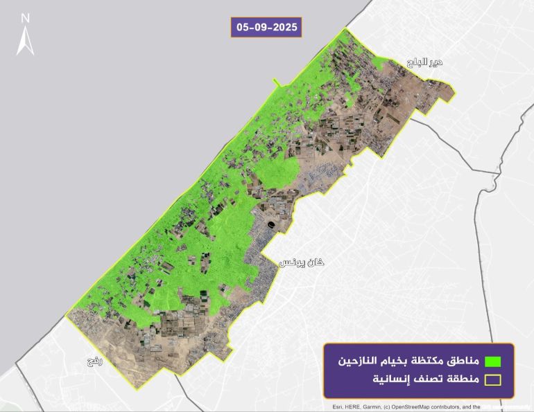 image2-1758446047 خريطة توضح اكتظاظ المنطقة الإنسانية المزعومة بخيام النازحين (بلانت)