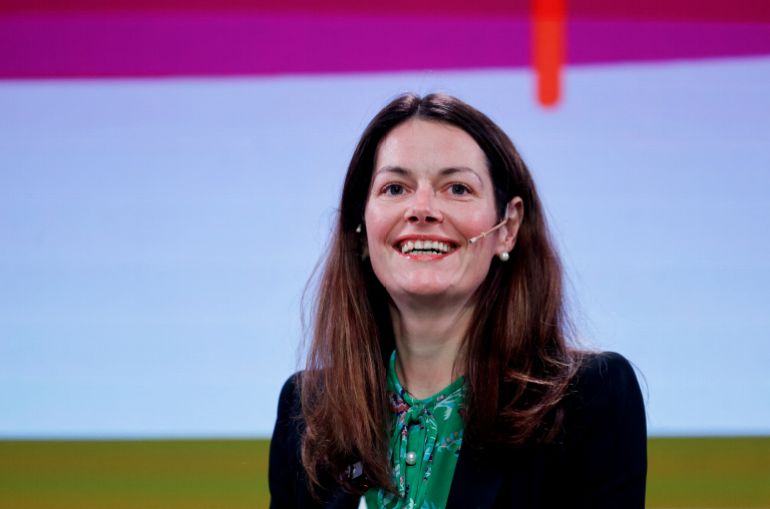 British Minister of State for Investment Poppy Gustafsson speaks at the Nasscom Technology and Leadership Forum in Mumbai, India, February 24, 2025. REUTERS/Francis Mascarenhas