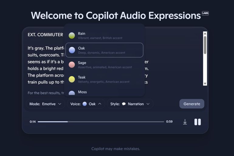واجهة Copilot Audio Expression windowslatest.com