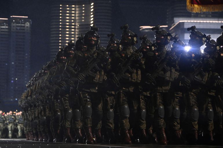 This picture taken on October 10, 2025 and released from North Korea's official Korean Central News Agency (KCNA) on October 11, 2025 shows the military parade to celebrate the 80th founding anniversary of the Workers' Party of Korea at Kim Il Sung Square in Pyongyang