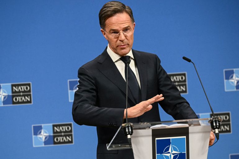afp_68efa69b055f-1760536219 NATO Secretary General Mark Rutte holds a press conference during a NATO Ministers of Defence Summit at the NATO headquarters in Brussels on October 15, 2025. (Photo by NICOLAS TUCAT / AFP)