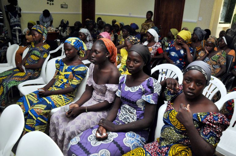 ap_68dfdd7789082-1759501687 FILE - Chibok schoolgirls freed from Boko Haram captivity are seen in Abuja, Nigeria, Sunday May 7, 2017. Seven years after Boko Haram extremists abducted more than 270 schoolgirls in northeast Nigeria, two of the more than 100 still being held by the rebels returned this month, renewing the hope of parents who have all but given up on the long wait for the return of their children. Some of the affected parents said they remain hopeful that they will reunite with their children in Borno State, where the Boko Haram insurgency has lasted for more than a decade. (AP Photo/ Olamikan Gbemiga, File)