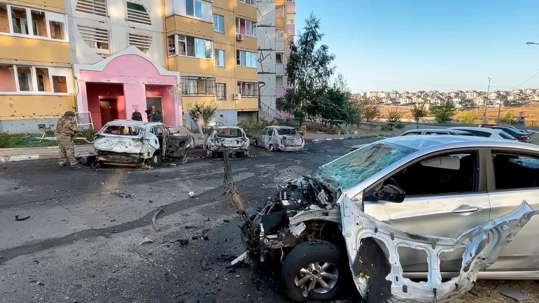 ap_68f5d7f1869fd-1760942065 This photo released by Belgorod regional governor Vyacheslav Gladkov's Telegram channel on Monday, Sept. 16, 2024, shows burnt cars in the courtyard of an apartment building after a missile attack by the Armed Forces of Ukraine on the city of Belgorod, Russia. (Belgorod Region Governor Vyacheslav Gladkov Telegram channel via AP)