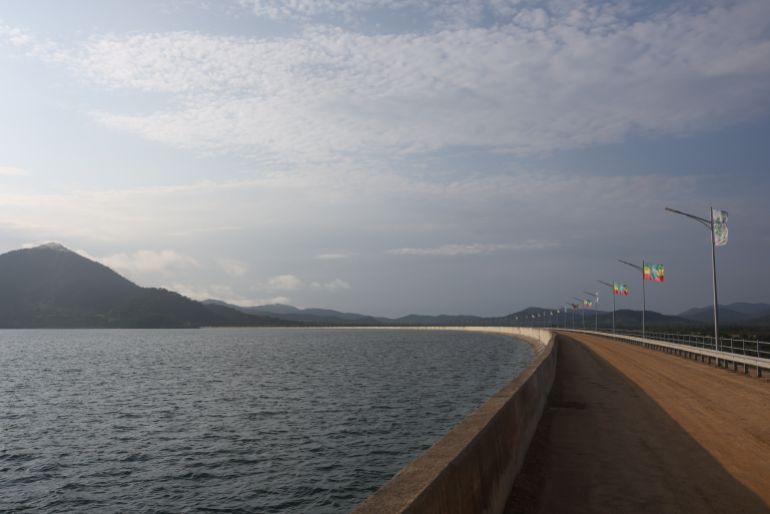 epa_68dffe526183-1759510098 epa12364207 Ethiopian National flags are displayed on the Grand Ethiopian Renaissance Dam (Gerd) on the Blue Nile River during its inauguration in the Benishangul-Gumuz Region, Ethiopia, 09 September 2025. The dam is a 6,450 MW hydropower dam stretching 1.78km across a valley and standing 145m high. EPA/STRINGER
