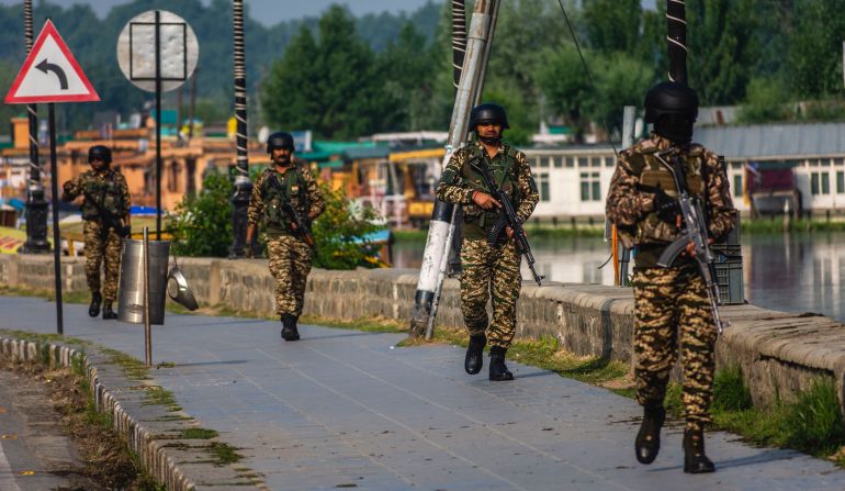 getty_68dffc1095-1759509520 SRINAGAR, INDIA - MAY 11: Indian paramilitary soldiers patrol Dal lake on May 11, 2025 in Srinagar, India. A fragile ceasefire is currently holding between India and Pakistan after several days of intense cross-border fighting, with both countries accusing each other of violations even as hostilities have largely subsided. While the truce has brought relief and hope to border communities, the situation remains tense and delicate, with ongoing concerns about sporadic breaches and unresolved issues such as Kashmir and water-sharing still dominating the agenda for future talks. (Photo by Yawar Nazir/Getty Images)