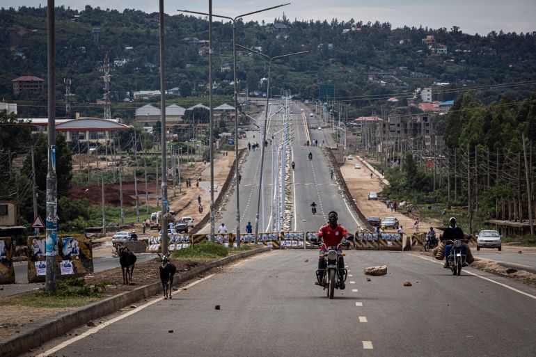 getty_68f0b1cfe5-1760604623 KISUMU, KENYA - AUGUST 16: Debris from a protest the night before remains on a road after supporters of Azimio la Umoja (One Kenya Coalition) presidential candidate Raila Odinga burned tyres and set up barricades after it was announced the 77 year old had lost the election, in Kisumu on August 16, 2022 in Kisumu, Kenya. Raila Odinga later rejected the results of last week's presidential election that gave a narrow win to his rival Kenya's vice-president, William Ruto, aged 55. (Photo by Ed Ram/Getty Images)