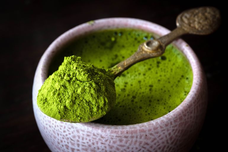 gettyimages-2181218970-1757604659 PRODUCTION - 29 October 2024, Bremen: ILLUSTRATION - Matcha, a green tea ground into powder, in a raku bowl. Photo: Sina Schuldt/dpa (Photo by Sina Schuldt/picture alliance via Getty Images)