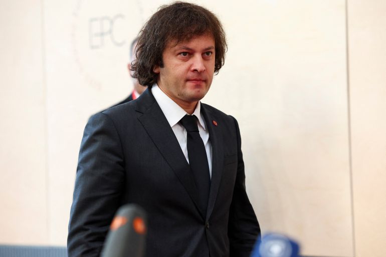 Georgia's Prime Minister Irakli Kobakhidze attends the European Political Community summit in Copenhagen, Denmark, October 2, 2025. REUTERS/Piroschka van de Wouw