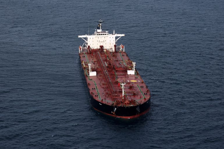 reuters_68e74431-1759986737 FILE PHOTO: An aerial view shows the oil tanker named Boracay (also called Pushpa), a vessel being investigated by French authorities and suspected of belonging to the so-called "shadow fleet" involved in the Russian oil trade, off the coast of the western France port of Saint-Nazaire, France, October 2, 2025. REUTERS/Stephane Mahe/File Photo