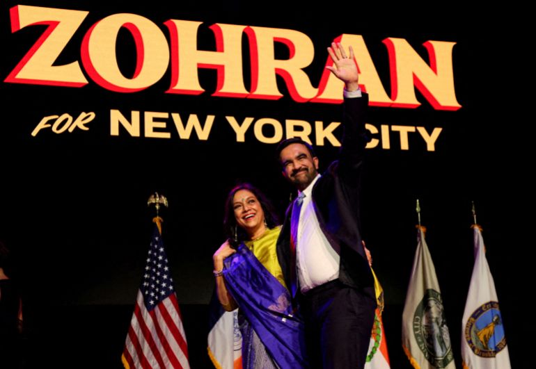 65af562-1763045929 FILE PHOTO: Democratic candidate for New York City mayor Zohran Mamdani waves next to his mother Mira Nair onstage after winning the 2025 New York City Mayoral race, at an election night rally in the Brooklyn borough of New York City, New York, U.S., November 4, 2025. REUTERS/Shannon Stapleton/File Photo/File Photo