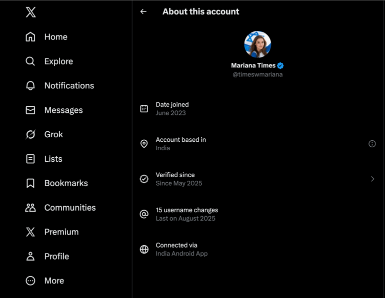***داخلية فقط***** لقطة الشاشة من حساب إكس Mariana Times