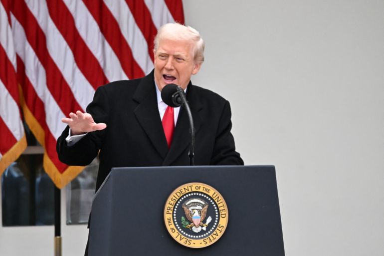 afp_6925f35966fa-1764094809-1 US President Donald Trump speaks during the turkey pardon ceremony in the Rose Garden of the White House in Washington, DC on November 25, 2025. (Photo by Alex WROBLEWSKI / AFP)