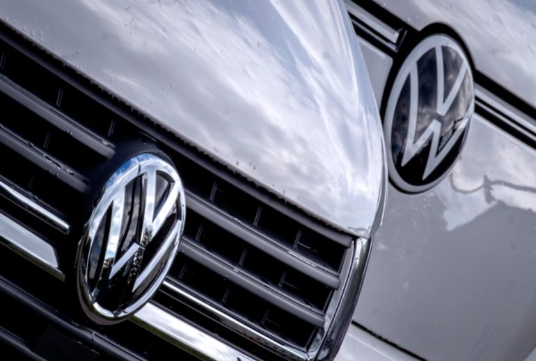 FILE - The logos of Volkswagen cars are pictured in Frankfurt, Germany, Sept. 13, 2024. (AP Photo/Michael Probst, File)
