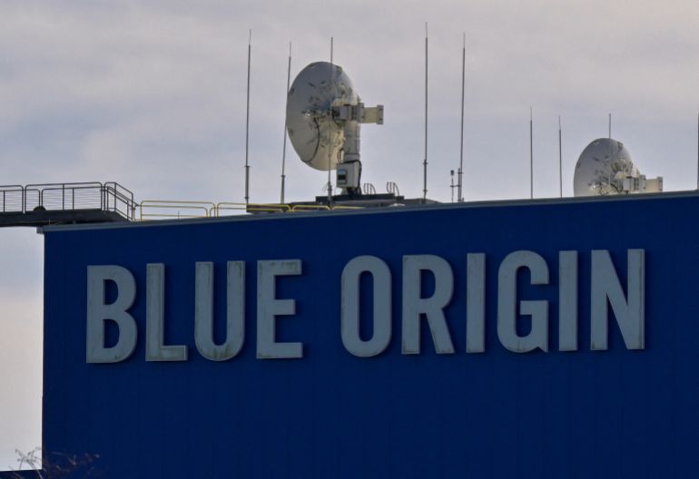 The Blue Origin manufacturing facility is shown at the Kennedy Space Center in Cape Canaveral, Florida, U.S., January 5, 2025. Blue Origin is expected to launch their initial New Glenn rocket soon. REUTERS/Steve Nesius