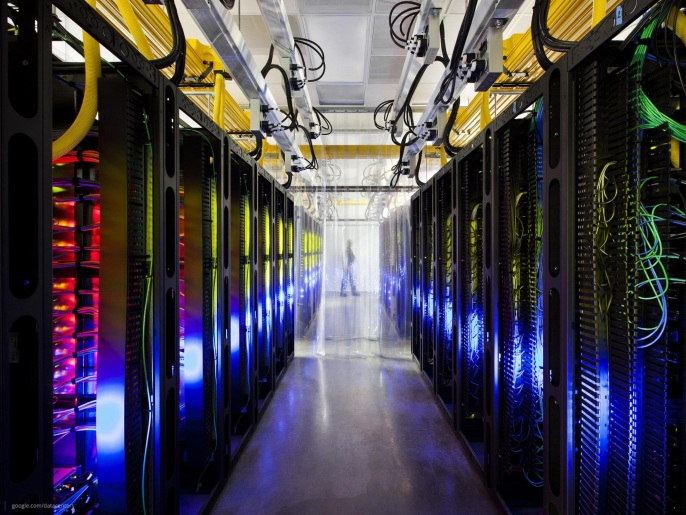 In this undated file photo made available by Google shows the campus-network room at a data center in Council Bluffs, Iowa. With the cooperation of foreign allies, the NSA is potentially gaining access to every email sent or received abroad, or between people abroad, from Google and Yahoo’s email services, as well as anything in Google Docs, Maps or Voice, according to a series of articles in the Washington Post. (AP Photo/Google, Connie Zhou, File)