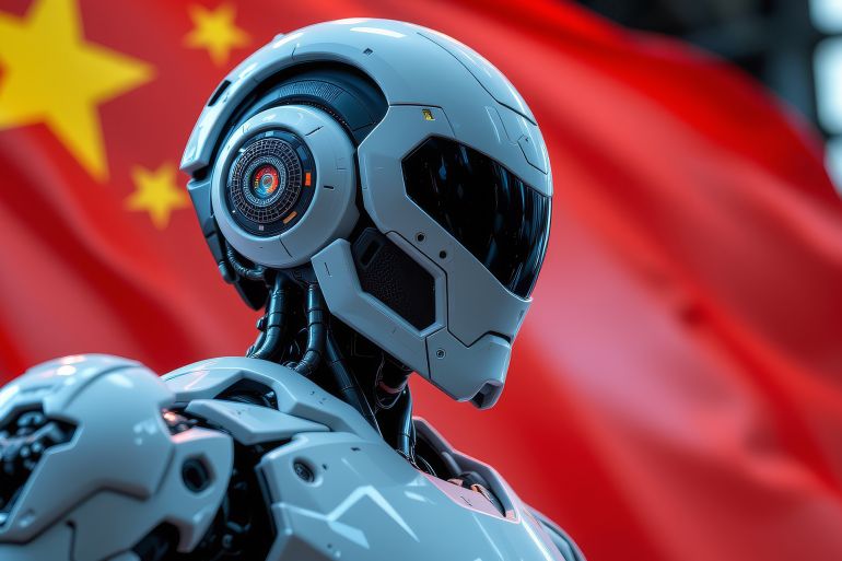 d98ad8a8d984d8a76-1763312446-1 Futuristic robot close-up china technology image industrial setting eye-level view innovation concept by Chaithat ادوبي ستوك