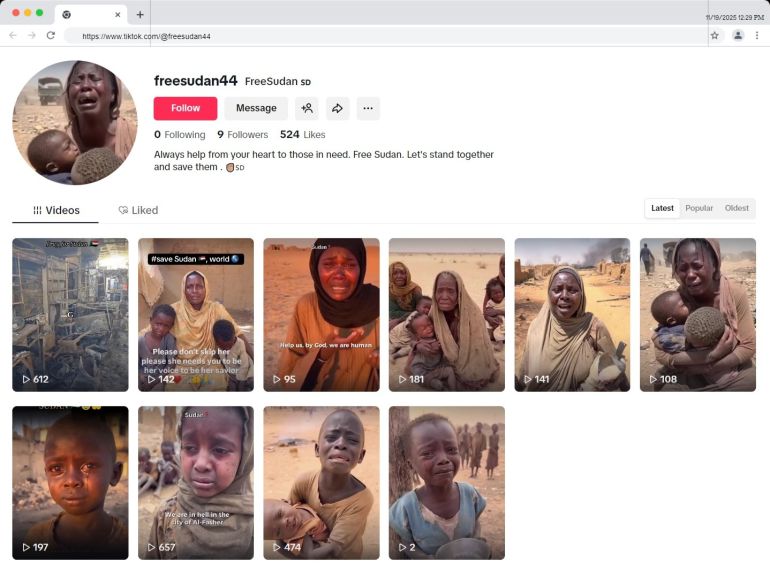e7-1763621250 نماذج فيديوهات أخرى مرتبطة بالأوضاع في السودان وجميعها مولدة بالذكاء الاصطناعي (تيك توك)