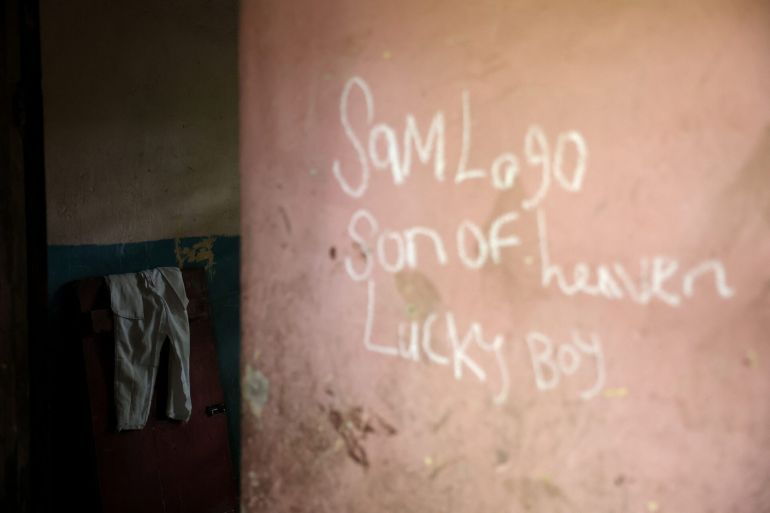 [5/5] A pair of trousers hangs at the dormitory of boys who were affected by witchcraft stigmatisation, at the Child's Rights and Rehabilitation Network (CRARN) home in Eket, Akwa Ibom state, Nigeria, October 16, 2025. REUTERS/Sodiq Adelakun