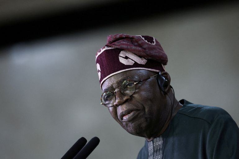 reuters_6906fd67-1762065767 FILE PHOTO: Nigeria's President Bola Tinubu speaks during a joint press statement with Brazil's President Luiz Inacio Lula da Silva (not pictured), at the Planalto Palace, in Brasilia, Brazil, August 25, 2025. REUTERS/Adriano Machado/File Photo