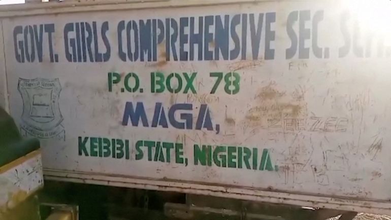 A view of school signage, after gunmen attacked a government girls' boarding school in Nigeria's Kebbi State on November 17, killing the vice principal and abducting 25 female students, according to police, Kebbi, Nigeria, in this screengrab taken from a handout video released on November 18, 2025. Africa Independent Television/Handout via REUTERS THIS IMAGE HAS BEEN SUPPLIED BY A THIRD PARTY. NIGERIA OUT. NO COMMERCIAL OR EDITORIAL SALES IN NIGERIA THIS IMAGE HAS BEEN SUPPLIED BY A THIRD PARTY