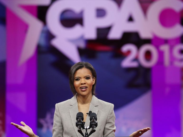 04734eec-adb5-415f-aa53-6171ec9f0c10 NATIONAL HARBOR, MARYLAND - MARCH 01: Commentator Candace Owens speaks during CPAC 2019 on March 1, 2019 in National Harbor, Maryland. The American Conservative Union hosts the annual Conservative Political Action Conference to discuss conservative agenda. Mark Wilson/Getty Images/AFP== FOR NEWSPAPERS, INTERNET, TELCOS & TELEVISION USE ONLY ==