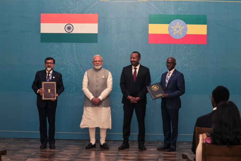1india-1765996066 India's Prime Minister Narendra Modi and Ethiopia's Prime Minister Abiy Ahmed attend the signing ceremony of Memorandum of Understanding on strengthening bilateral cooperation at the National Palace, in Addis Ababa, Ethiopia, December 16, 2025. REUTERS/Tiksa Negeri